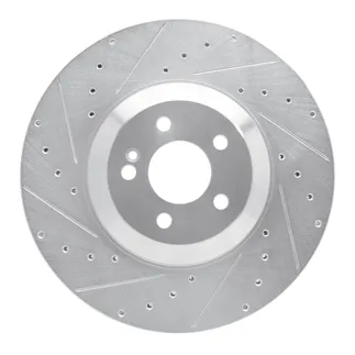 R1 Concepts EDZ-63166L Brake Rotor Drilled and Slotted Silver